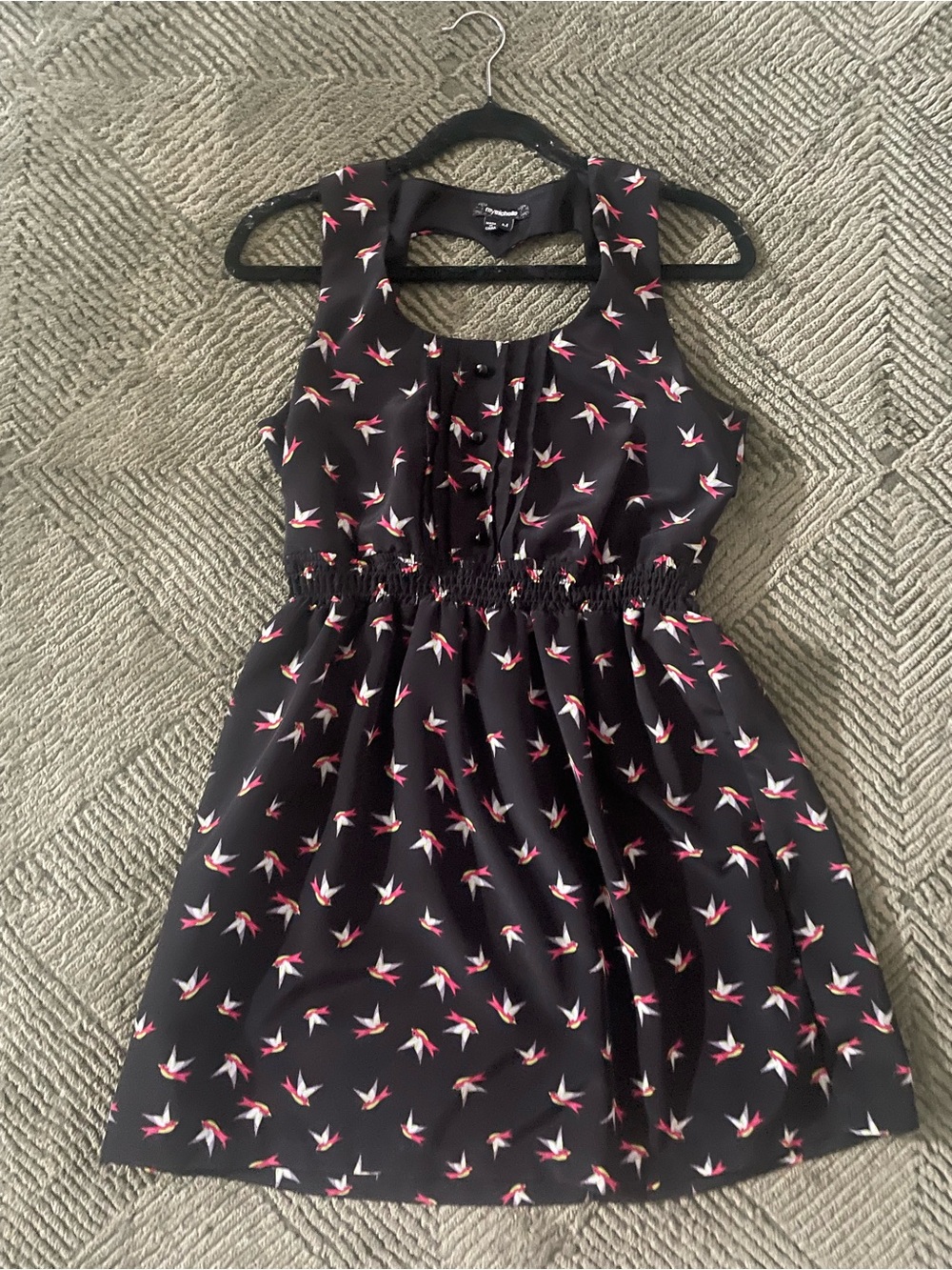 Women’s Black Sleeveless Printed Summer Dress